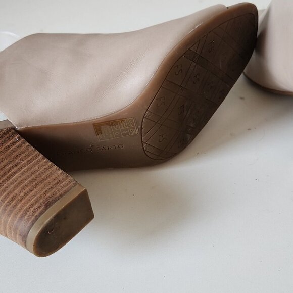 FRANCO SARTO | Open Toe Slingback Chunky Heels Taupe Brown Sz 9M - Picture 4 of 7